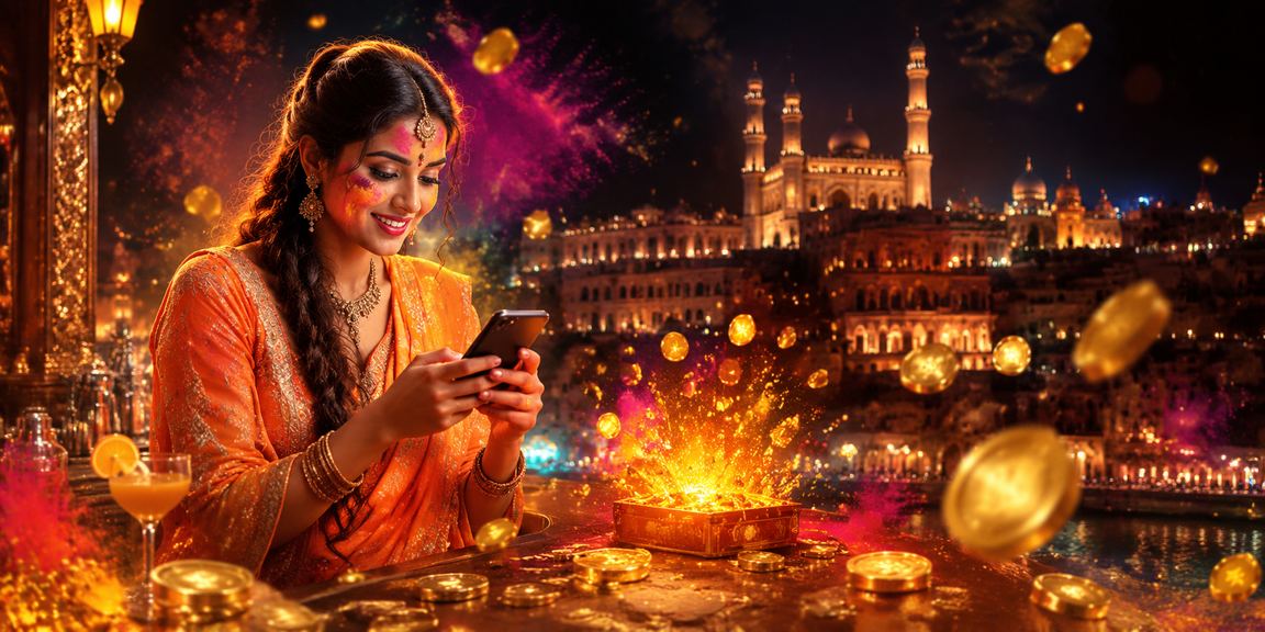 Mobile gaming during Holi festival in Lucknow old city
